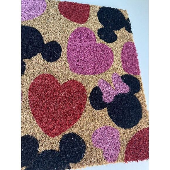 Disney Mickey Minnie Mouse Coir Door Mat 18x28” Outdoor Rug Valentines heart NEW - Picture 6 of 8